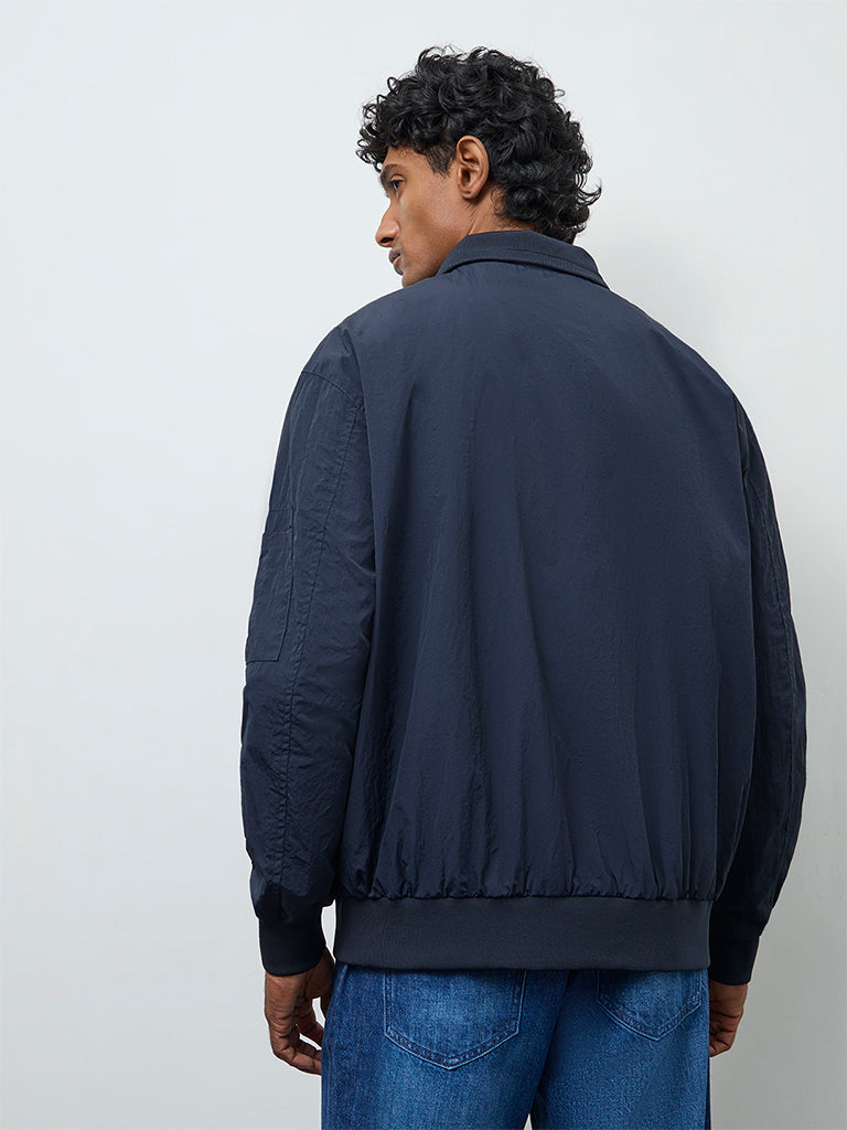 WES Casuals Navy Relaxed-Fit Jacket