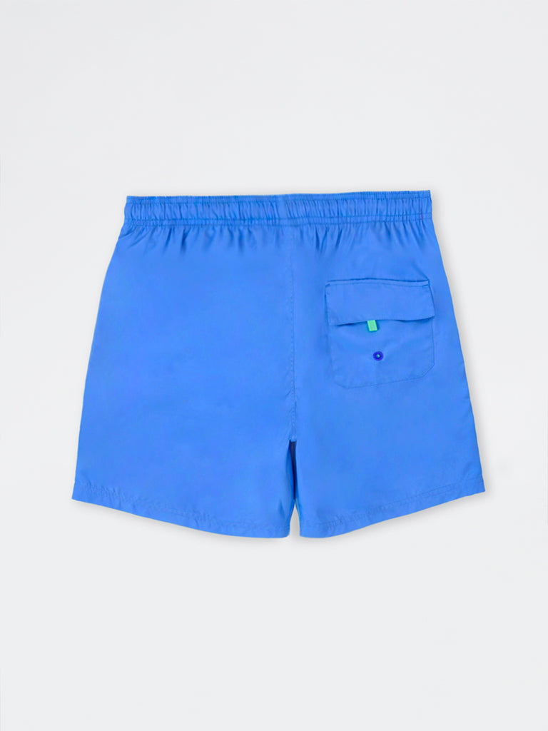 WES Casuals Blue Relaxed-Fit Mid-Rise Swimwear Shorts