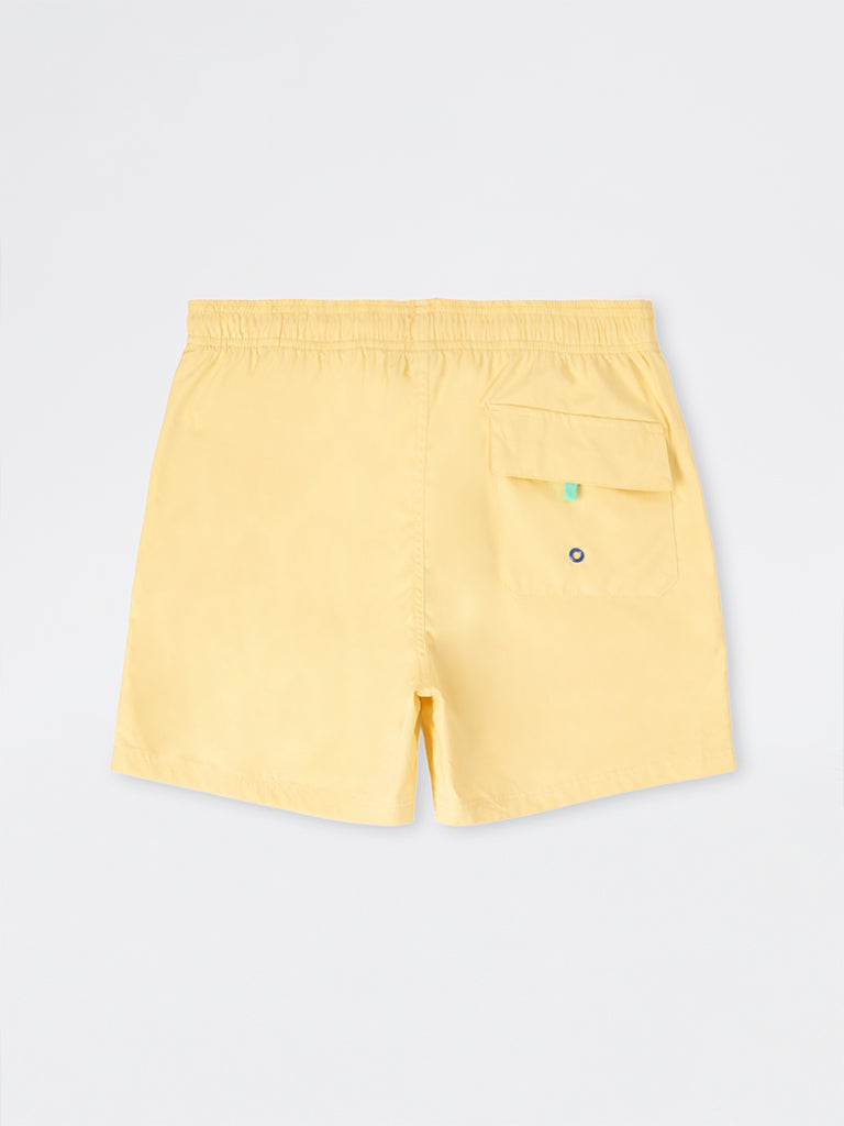 WES Casuals Yellow Relaxed-Fit Mid-Rise Swimwear Shorts
