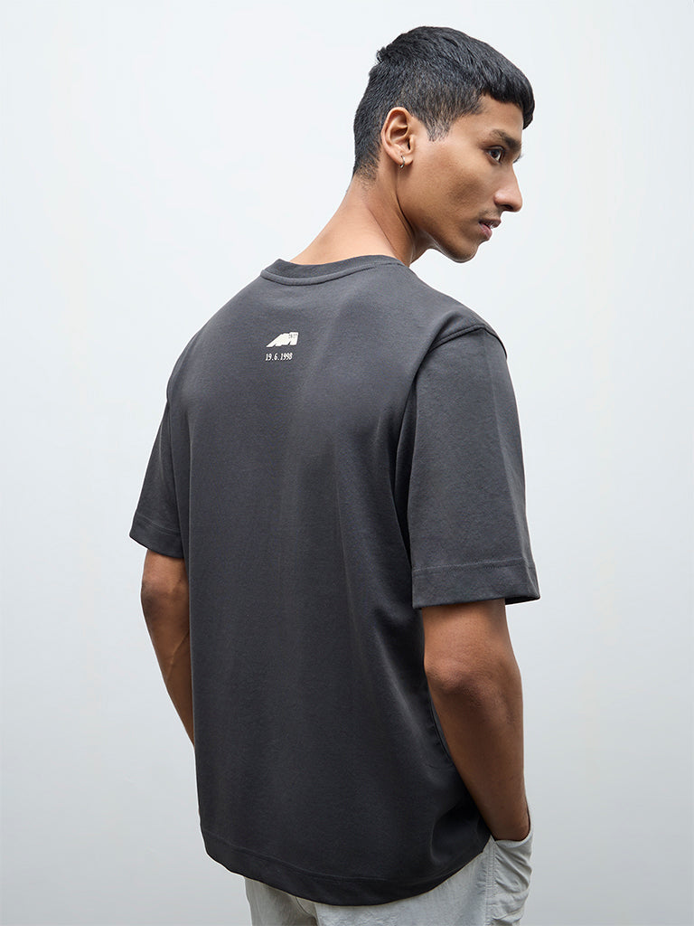 Nuoflexx Charcoal Relaxed-Fit Cotton-Blend T-Shirt