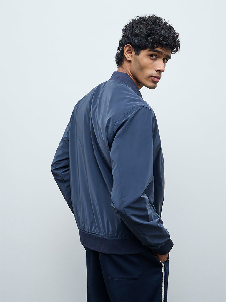 Nuoflexx Navy Relaxed-Fit Bomber Jacket
