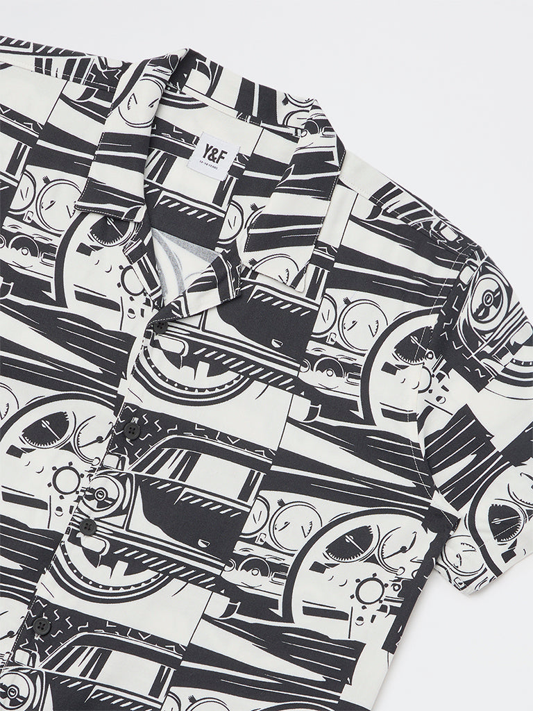 Boys Black Printed Shirt