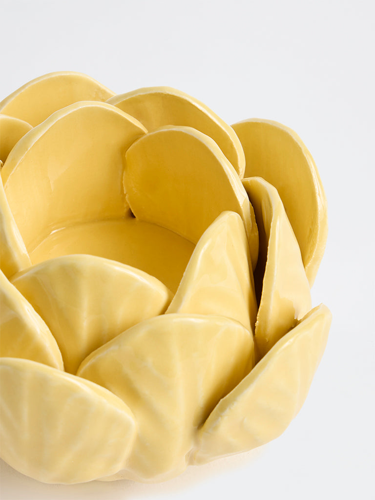 Westside Home Yellow Floral Ceramic Tealight Holder