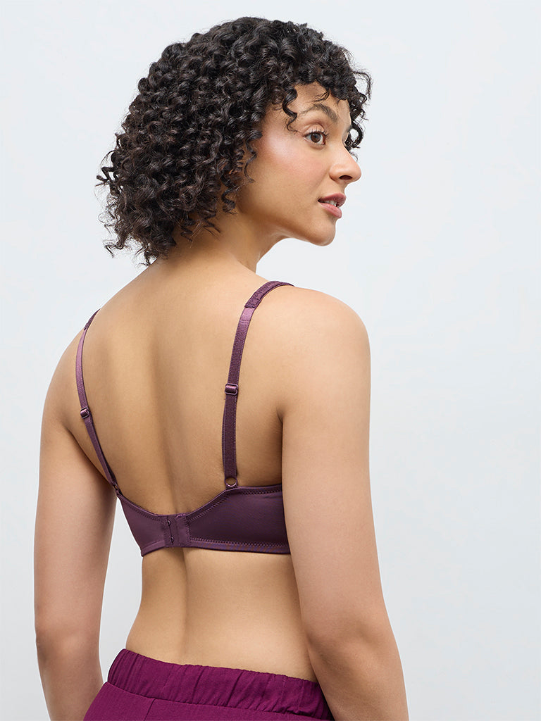 Wunderlove Purple Floral Lace Padded Bra
