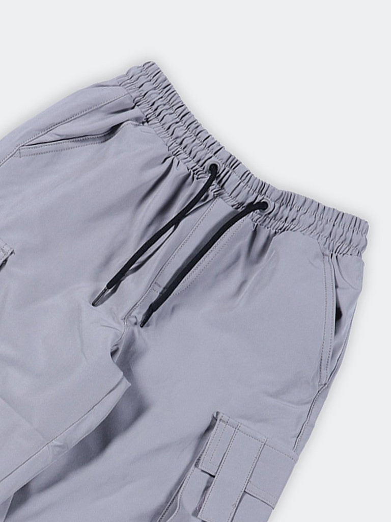 Boys Grey Multi-Pocket Relaxed Fit Cargo Pants