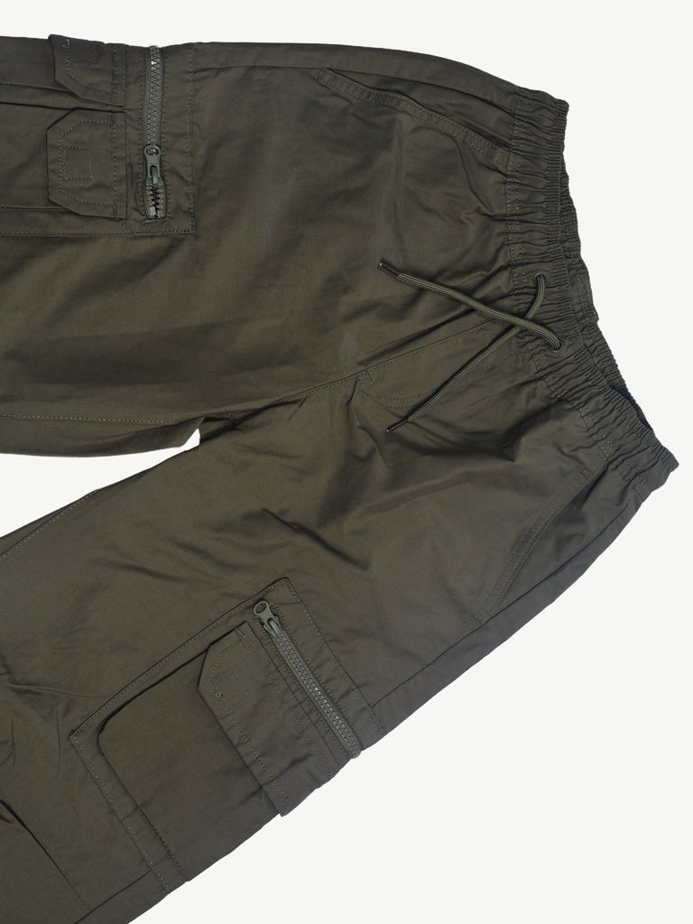 Boys Olive Mid-Rise Cotton-Blend Cargo Pants