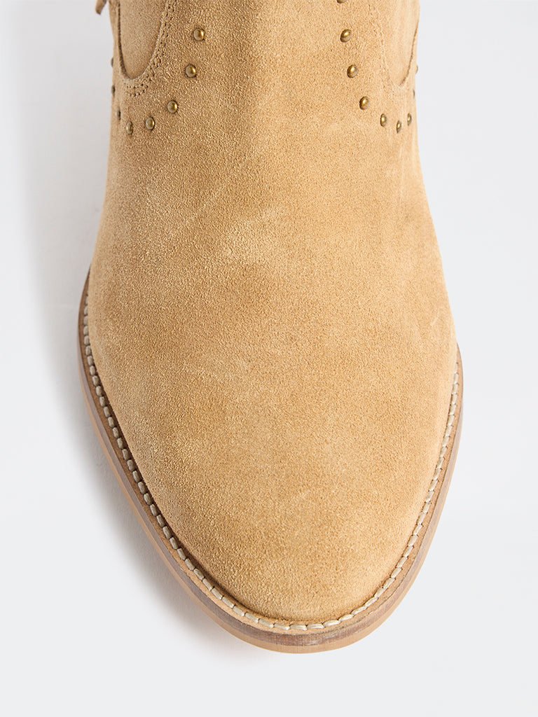 LUNA BLU Tan Studded Suede Boots