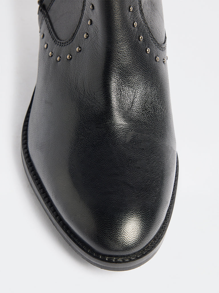 LUNA BLU Black Studded Faux Leather Boots