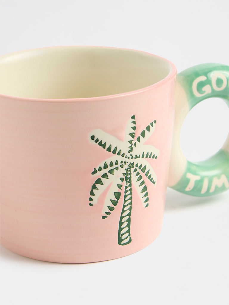 Westside Home Pink Palm Tree Design Mug