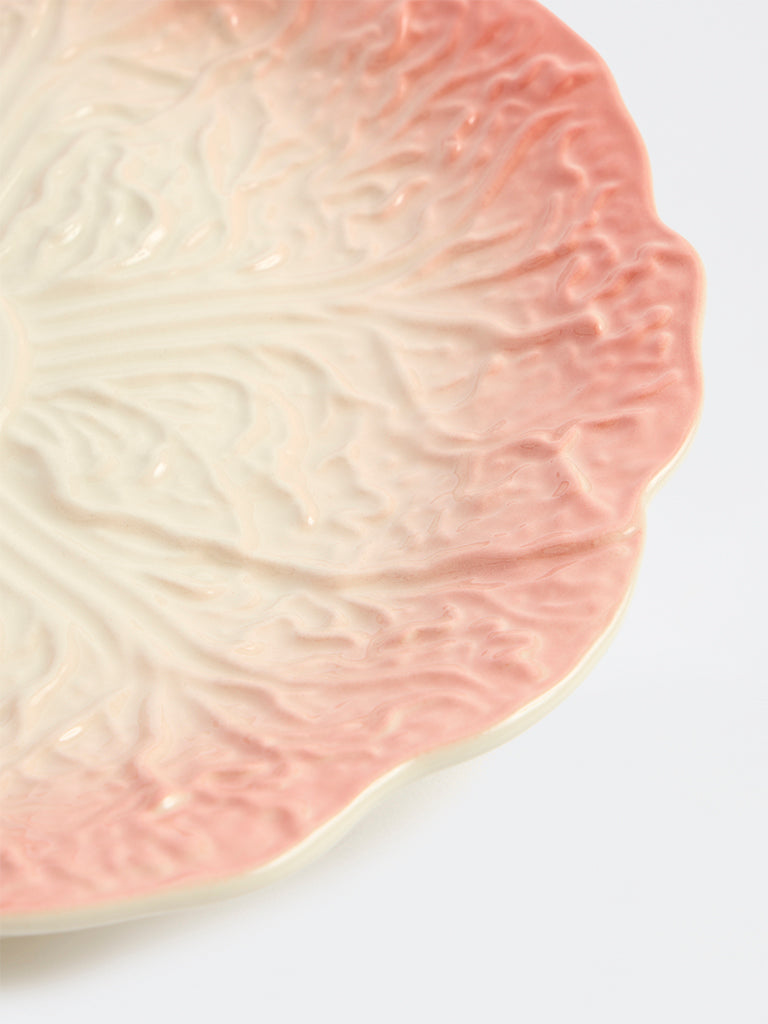 Westside Home Light Pink Cabbage Textured Dinner Plate