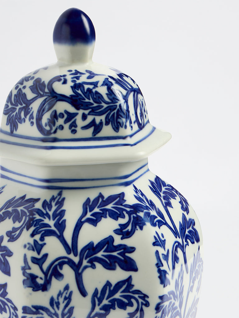 Westside Home Blue Floral Ceramic Ginger Jar