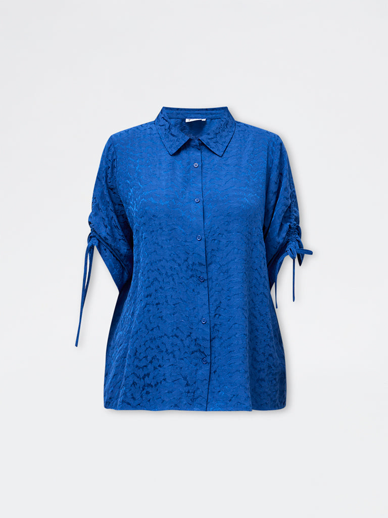 Gia Blue Self-Textured Blouse