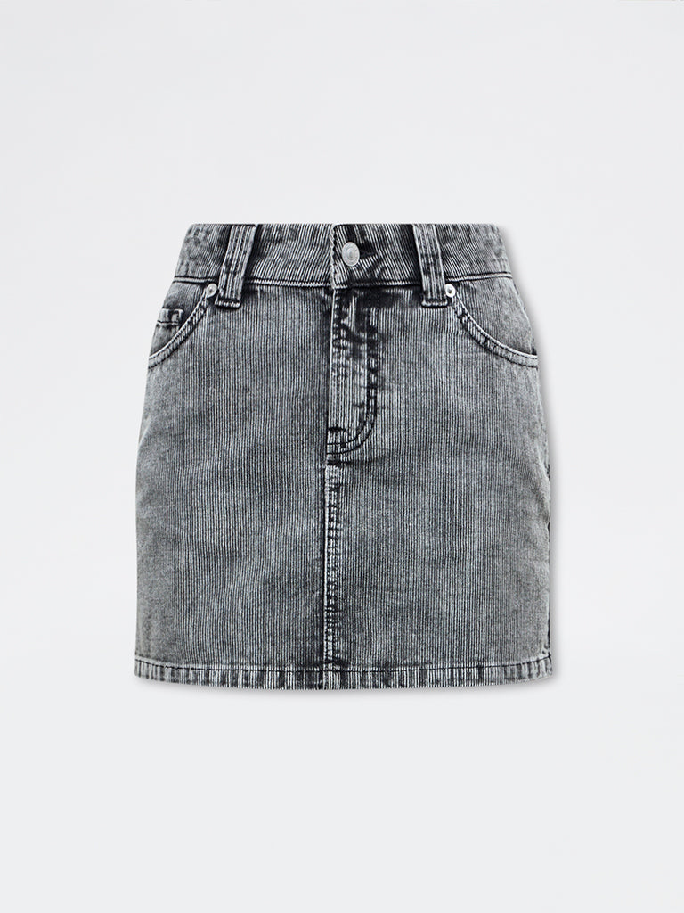 Nuon Grey High-Rise Corduroy Skirt