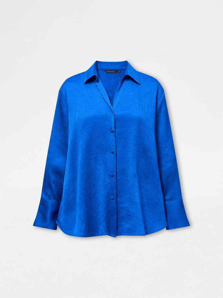 Wardrobe Blue Crinkle-Texture Shirt