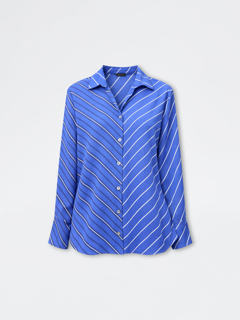 Wardrobe Blue Contrast Striped Shirt