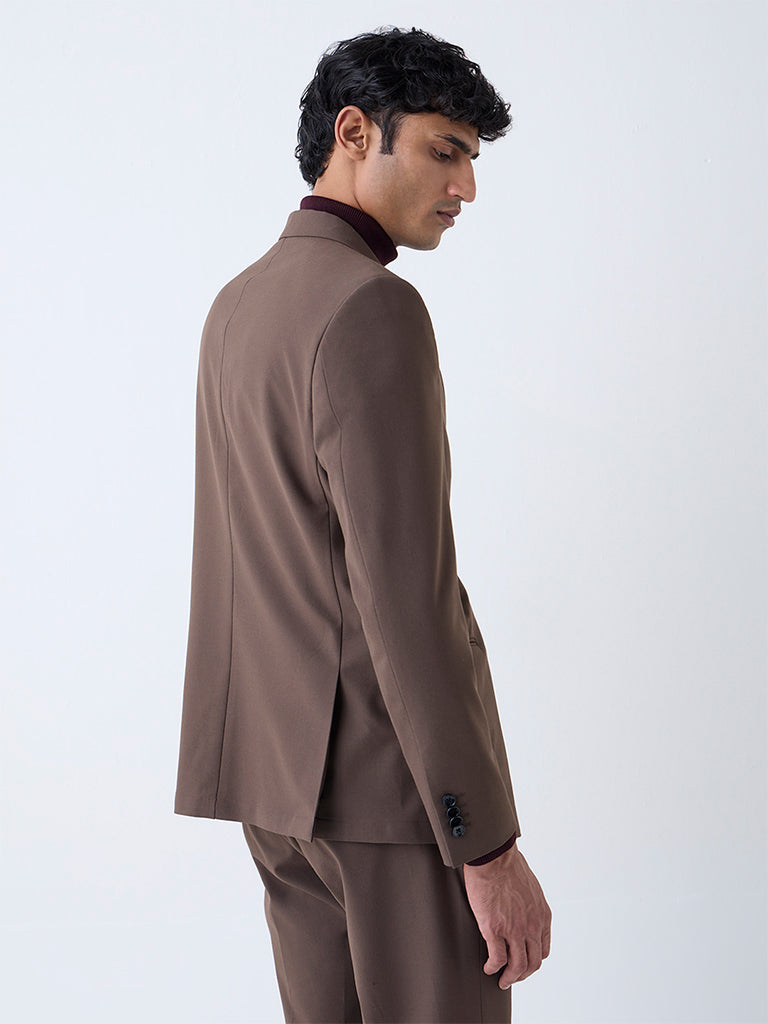 WES Formals Brown Slim-Fit Blazer