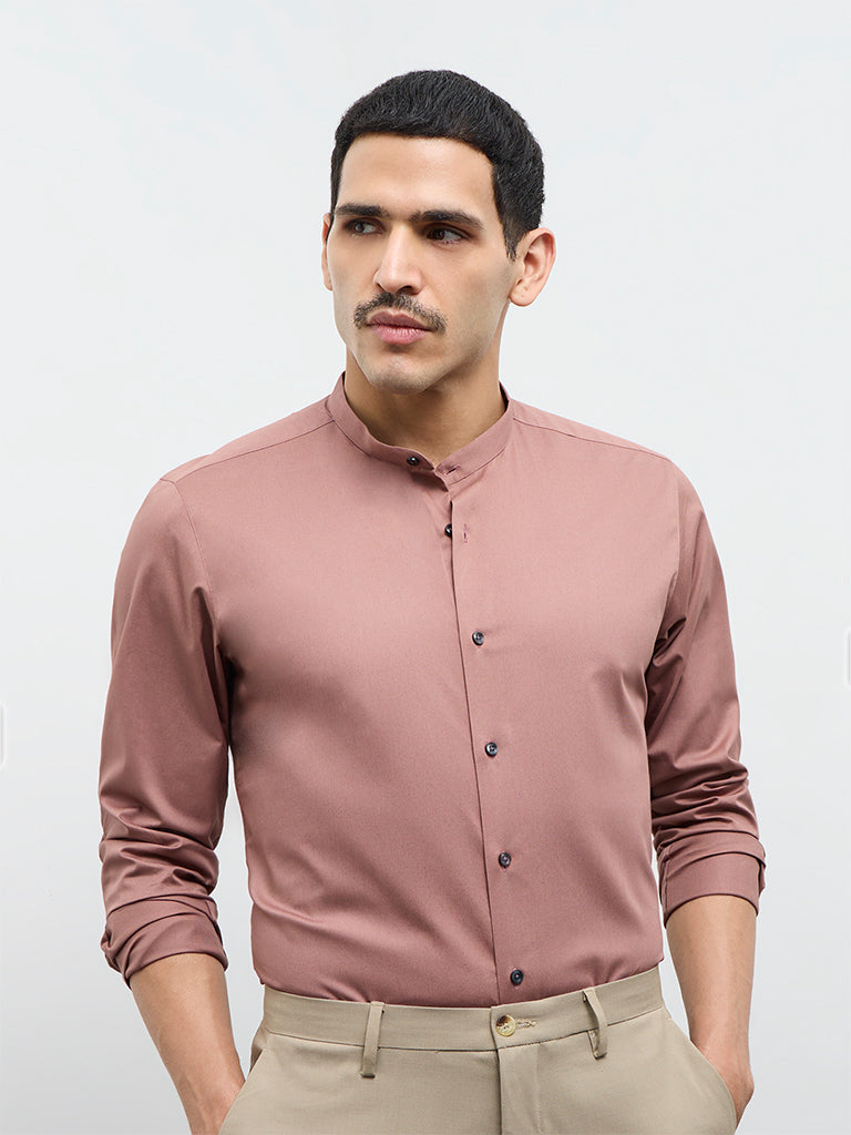 peach slim fit dress shirt Peach Stretch Oxford Long Sleeve Shirt | Peach Stretch Oxford Long Sleeve  Shirt main image 1