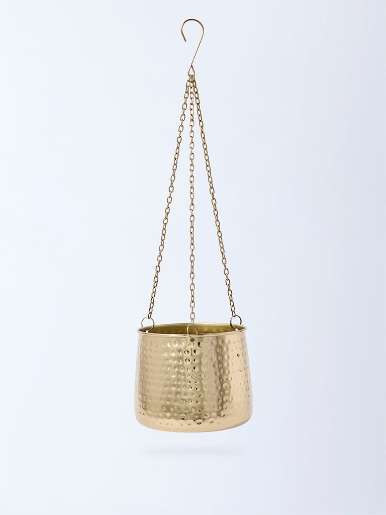 cb2 gold hanging planter Buy Westside Home Gold Hammered Textured Hanging Planter from Westside