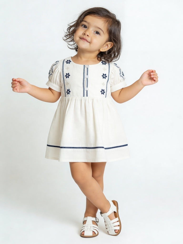 girls cream dress Buy HOP Baby Girls Cream Embroidered Cotton A-Line Dress from Westside