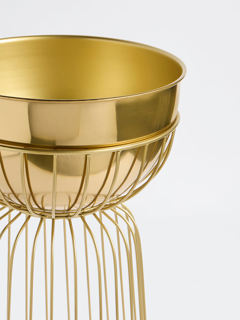 Westside Home Gold Cage Metal Planter with Stand