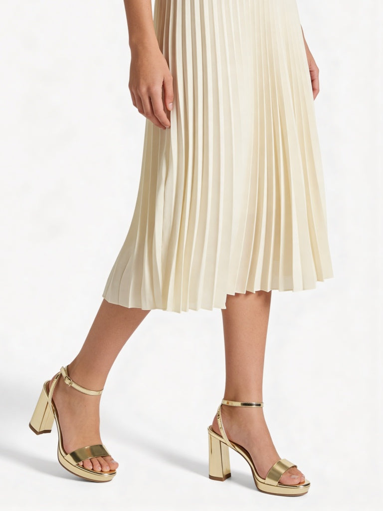 LUNA BLU Gold Block Heel Sandals