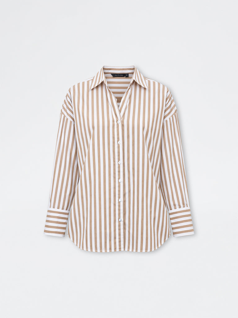 Wardrobe Taupe Stripe Shirt