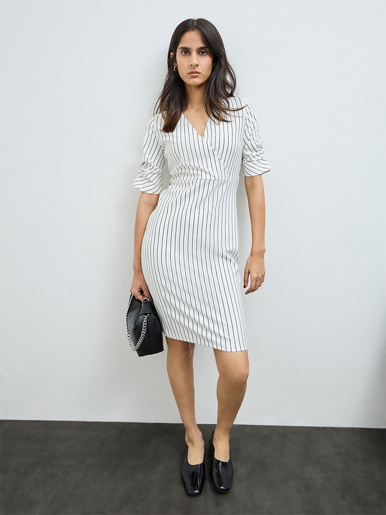 Buy Wardrobe White Striped Bodycon Dress from Westside Buy Wardrobe White Striped Bodycon Dress from Westside