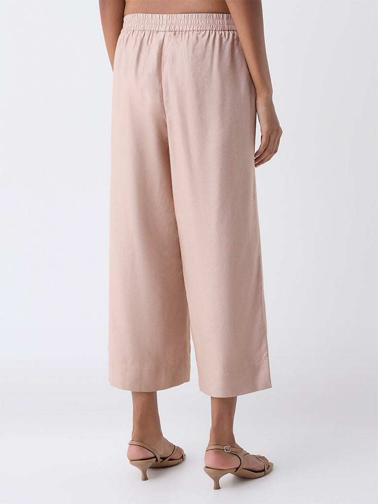 Zuba Beige Solid Pants