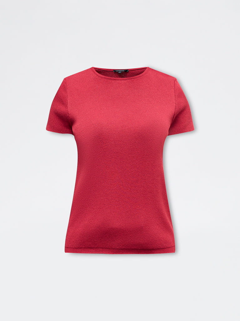 Wardrobe Red Knit-Textured Top