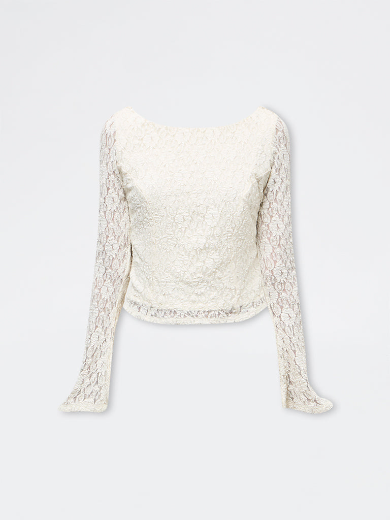 LOV Off-White Lace Top