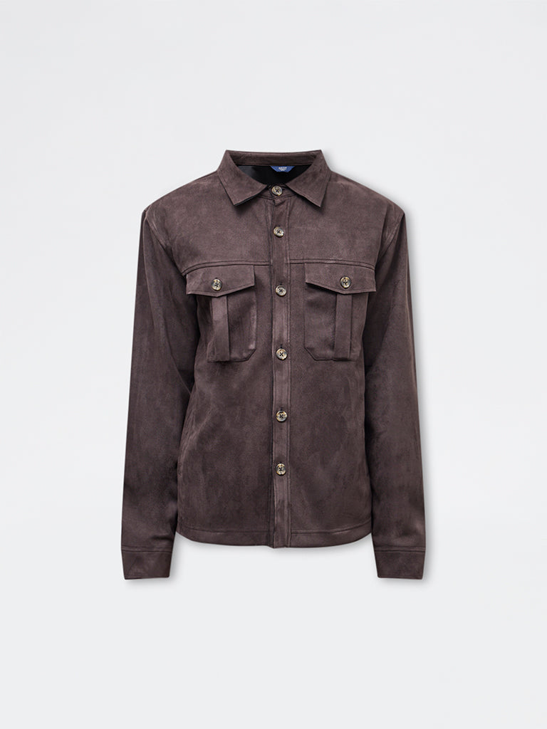 Ascot Dark Brown Relaxed-Fit Suede Jacket