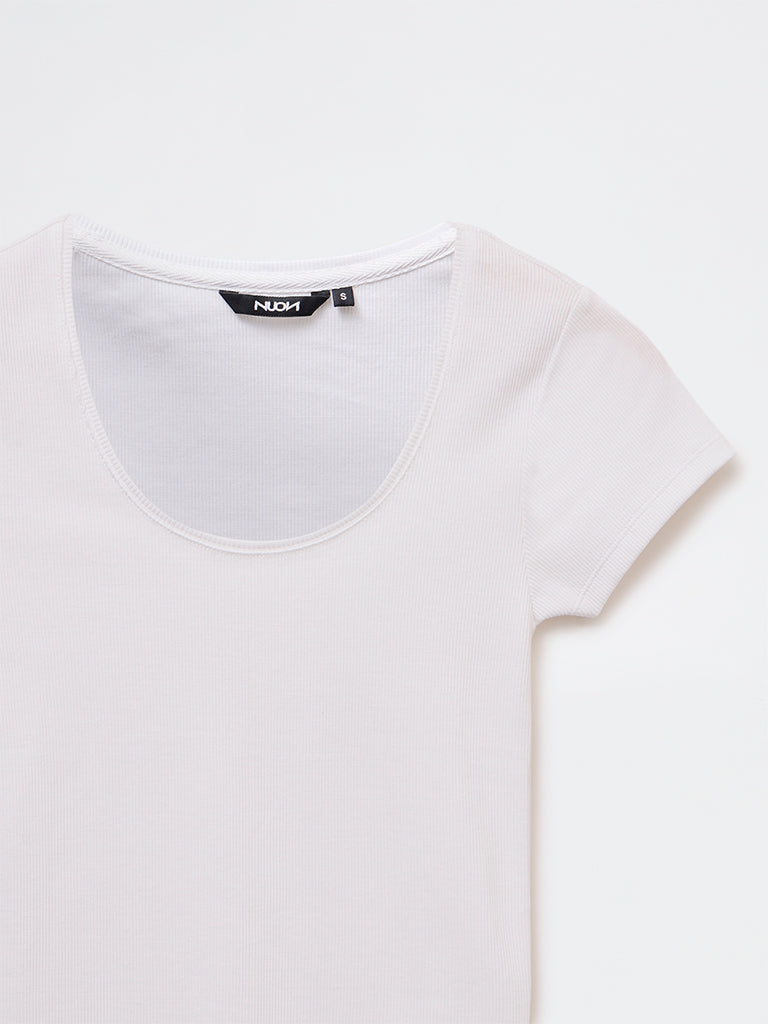 Nuon White Cotton-Blend T-Shirt