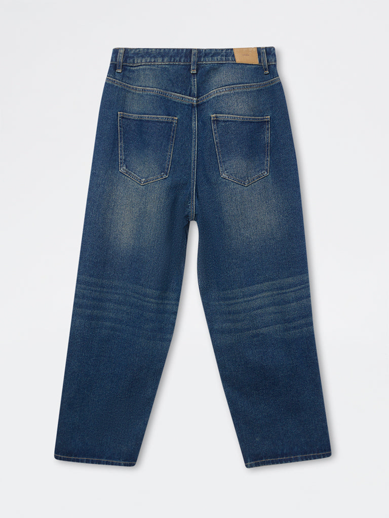 Nuon Blue Relaxed-Fit Mid-Rise Jeans