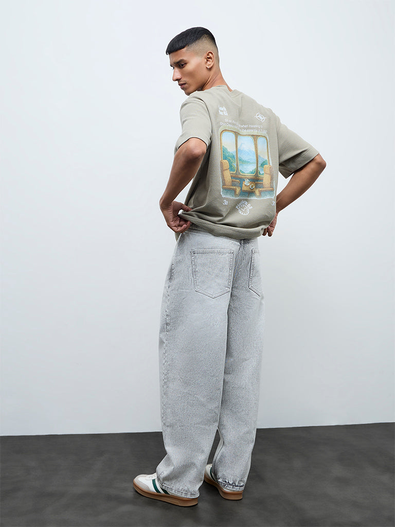 Nuon Grey Skater-Fit Mid-Rise Jeans