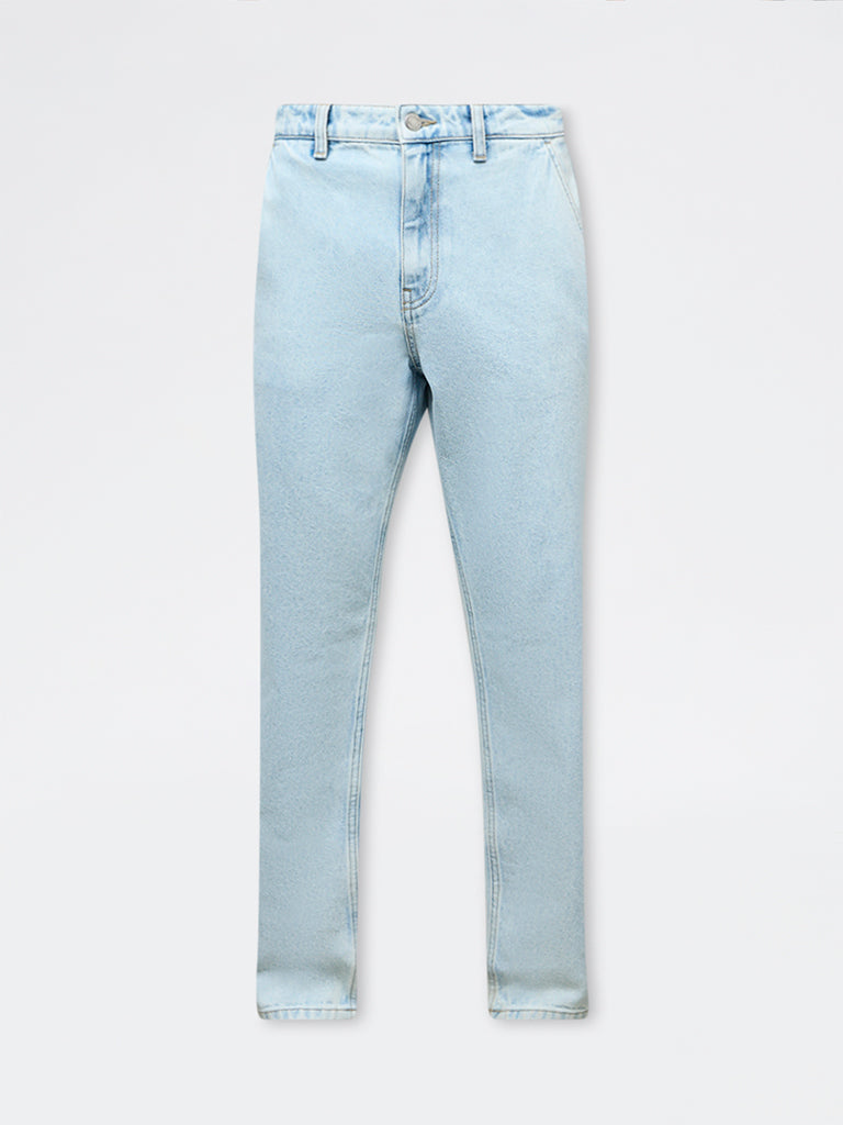 Nuon Light Blue Faded Relaxed-Fit Mid-Rise Jeans