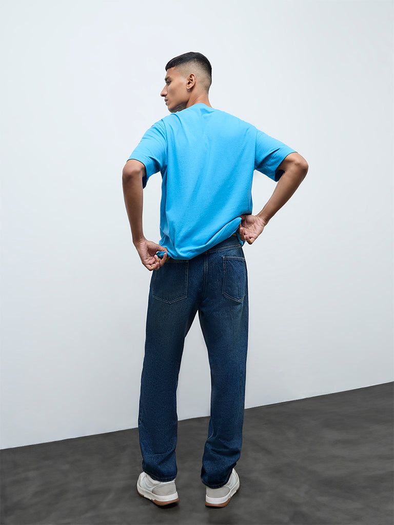 Nuon Blue Relaxed-Fit Mid-Rise Jeans