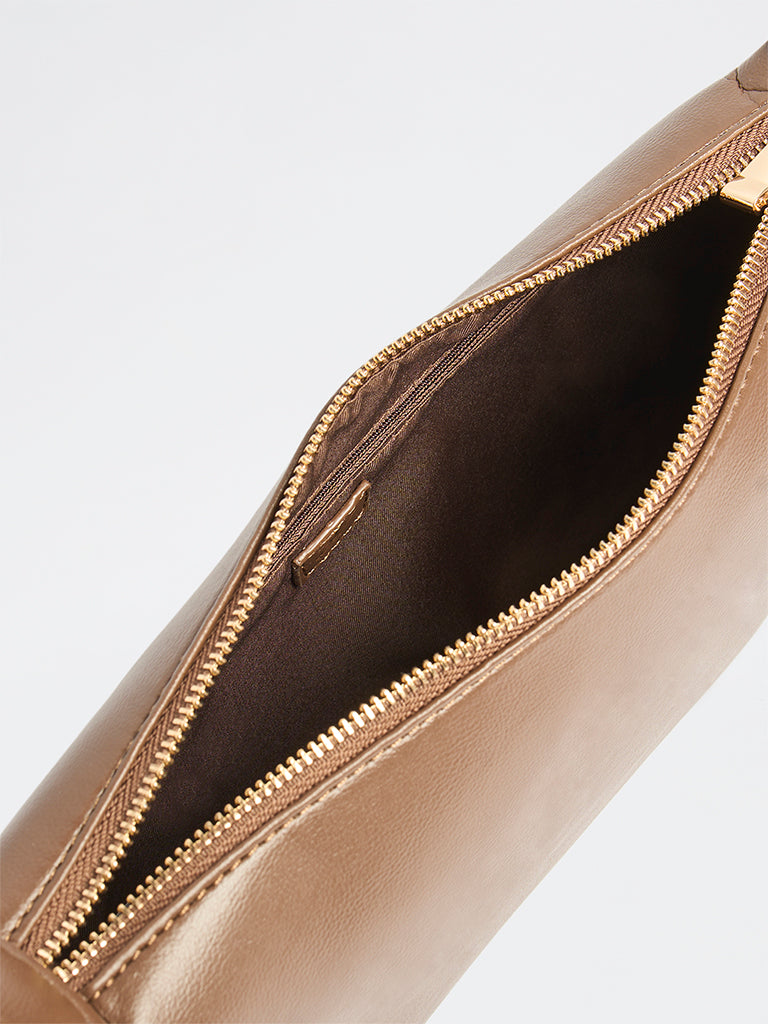Westside Brown Stud-Detail Shoulder Bag