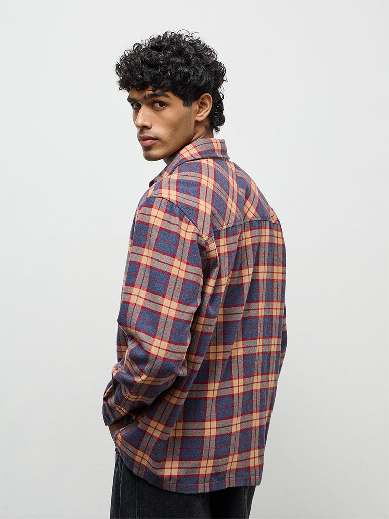 Nuon Multicolour Checkered Relaxed-Fit Cotton-Blend Shirt