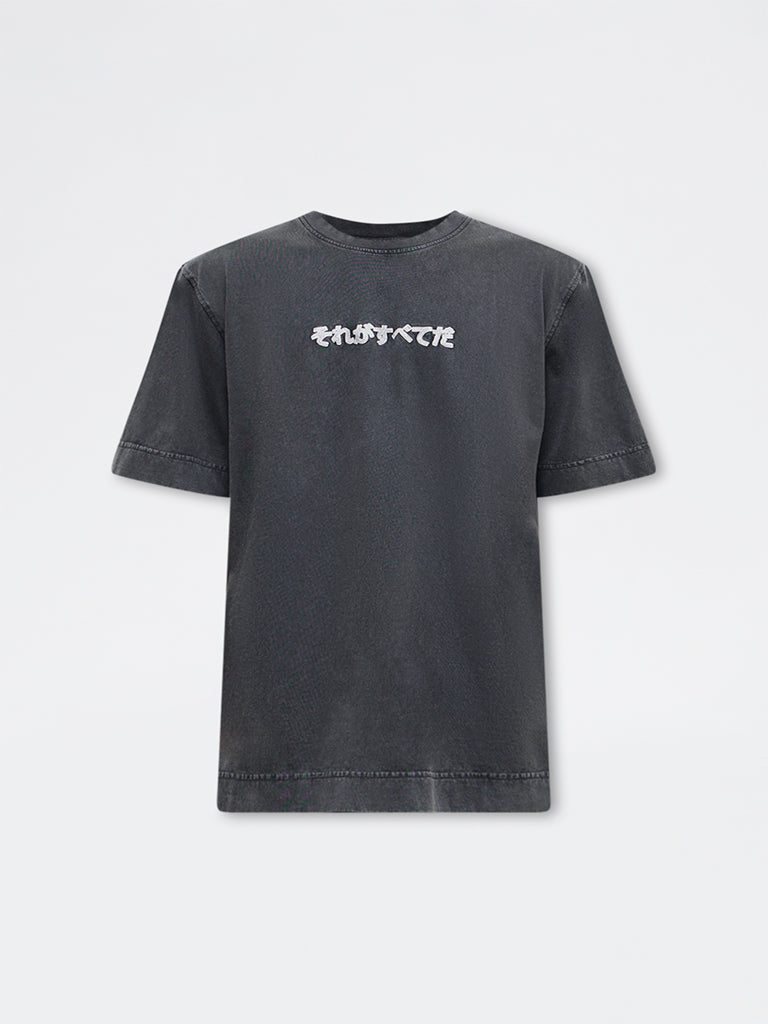 Nuon Charcoal Typographic Relaxed-Fit Cotton T-Shirt