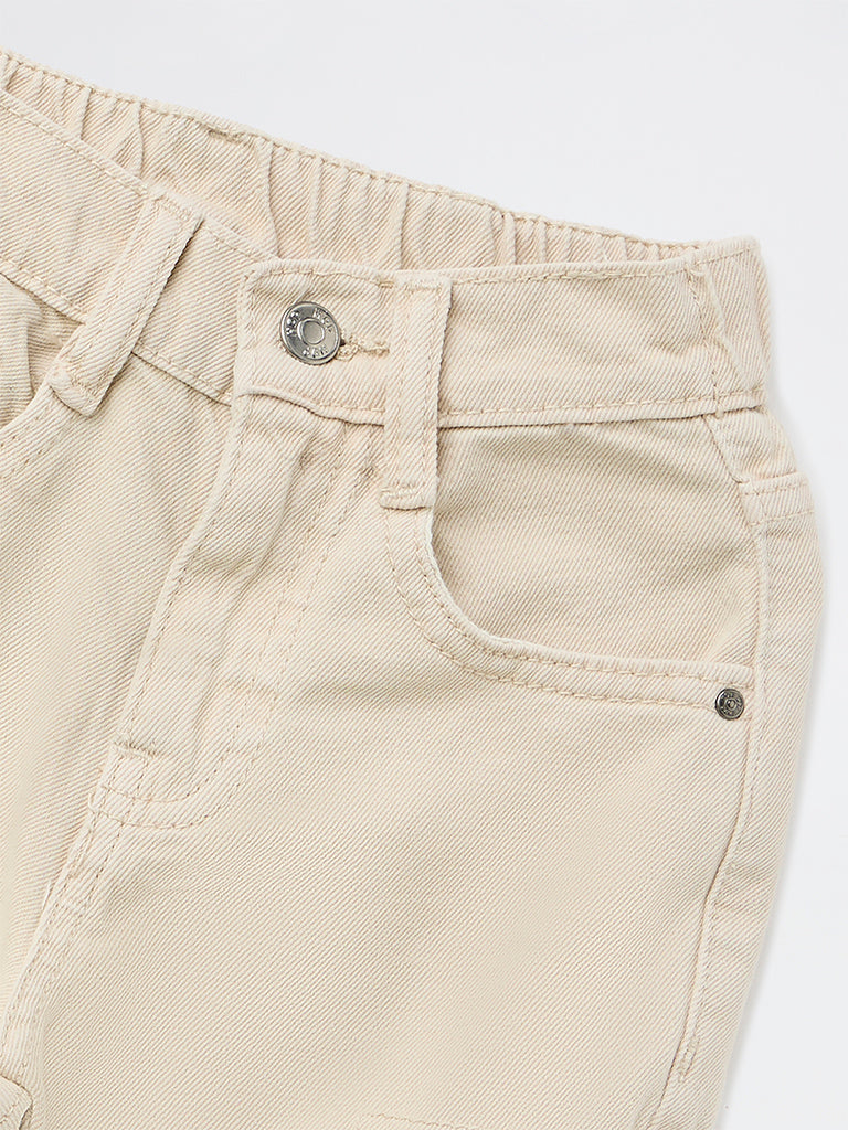 HOP Kids Boys Off-White Mid-Rise Relaxed-Fit Jeans
