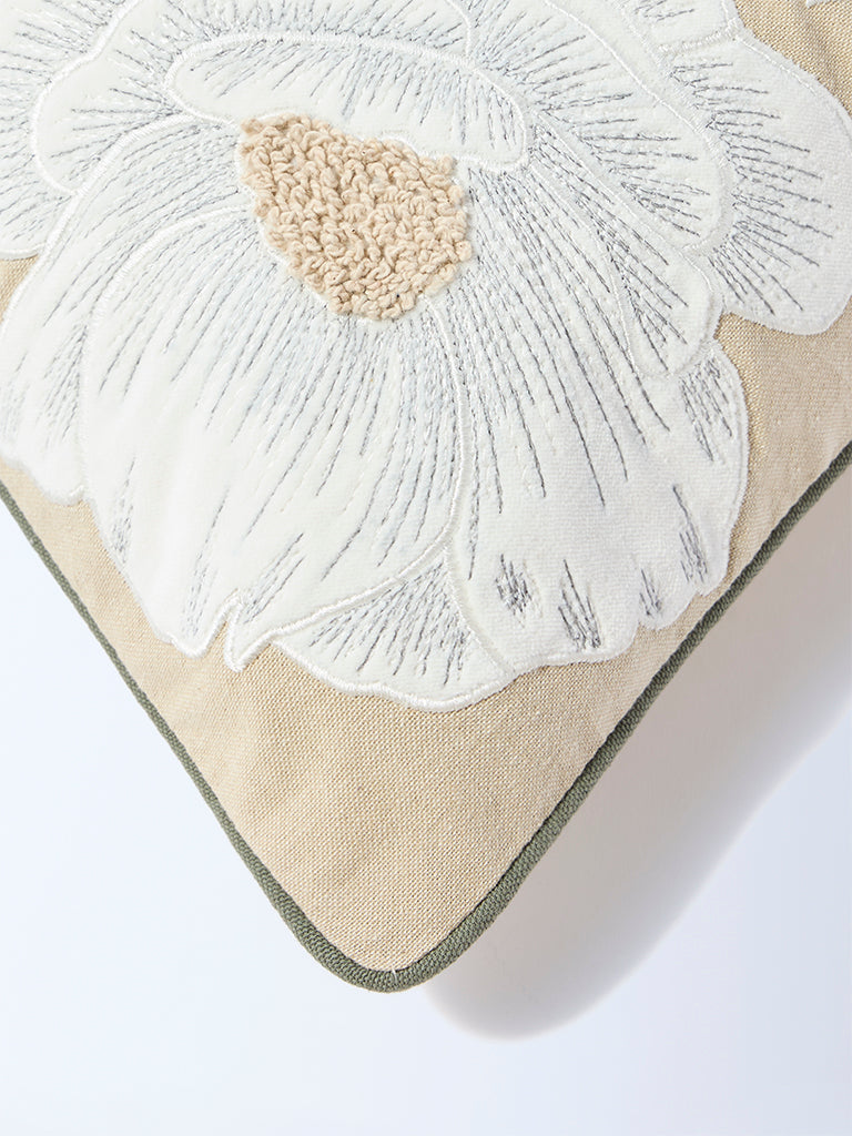 Westside Home White Floral Applique Detailed Cushion Cover