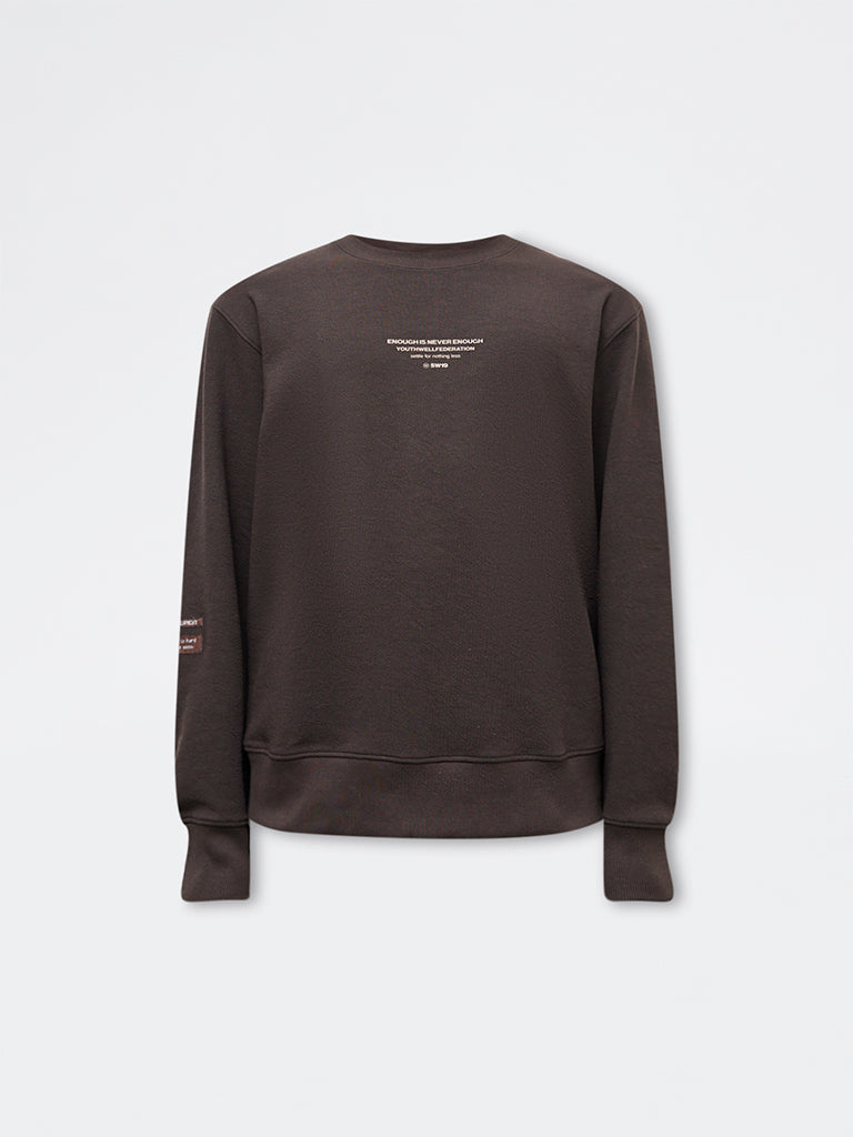 Nuoflexx Dark Brown Typographic Relaxed-Fit Sweatshirt