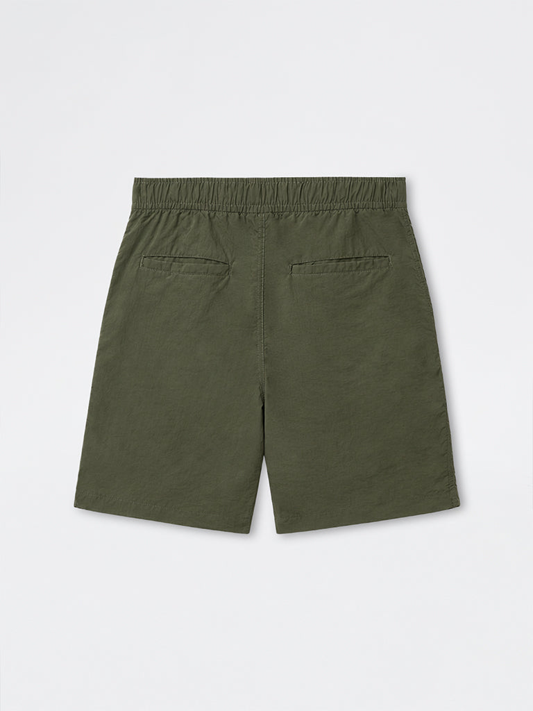 Nuoflexx Olive Relaxed-Fit Mid-Rise Shorts
