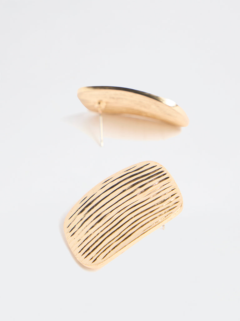 Westside Accessories Gold Textured Square Earrings