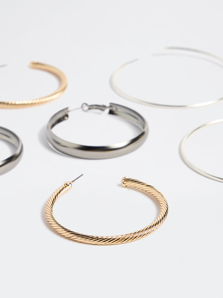Westside Accessories Multicolour Half Hoop Earrings - Pack of 3
