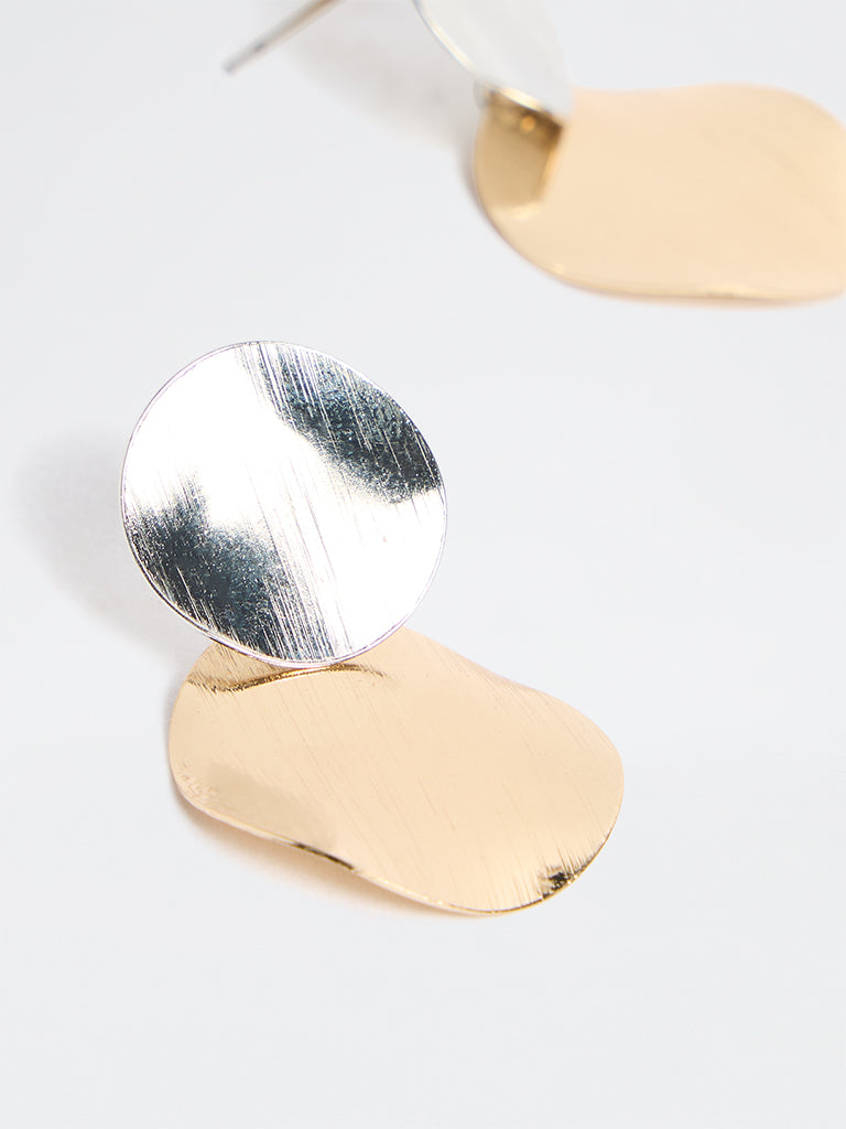Westside Accessories Dual Toned Disc Stud Earrings