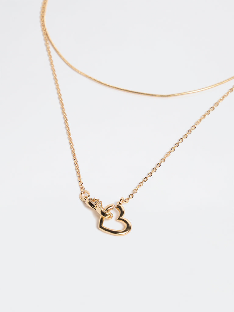 Westside Accessories Gold Heart and Infinity Pendant Necklace - Pack of 2