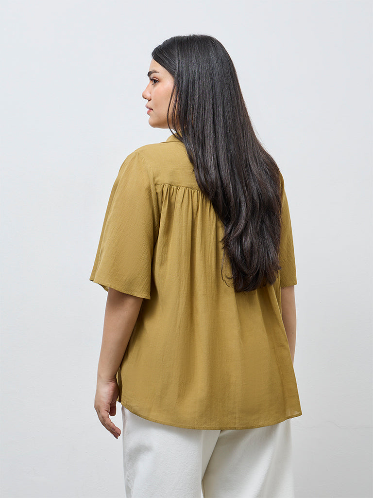 Gia Khaki Solid Blouse