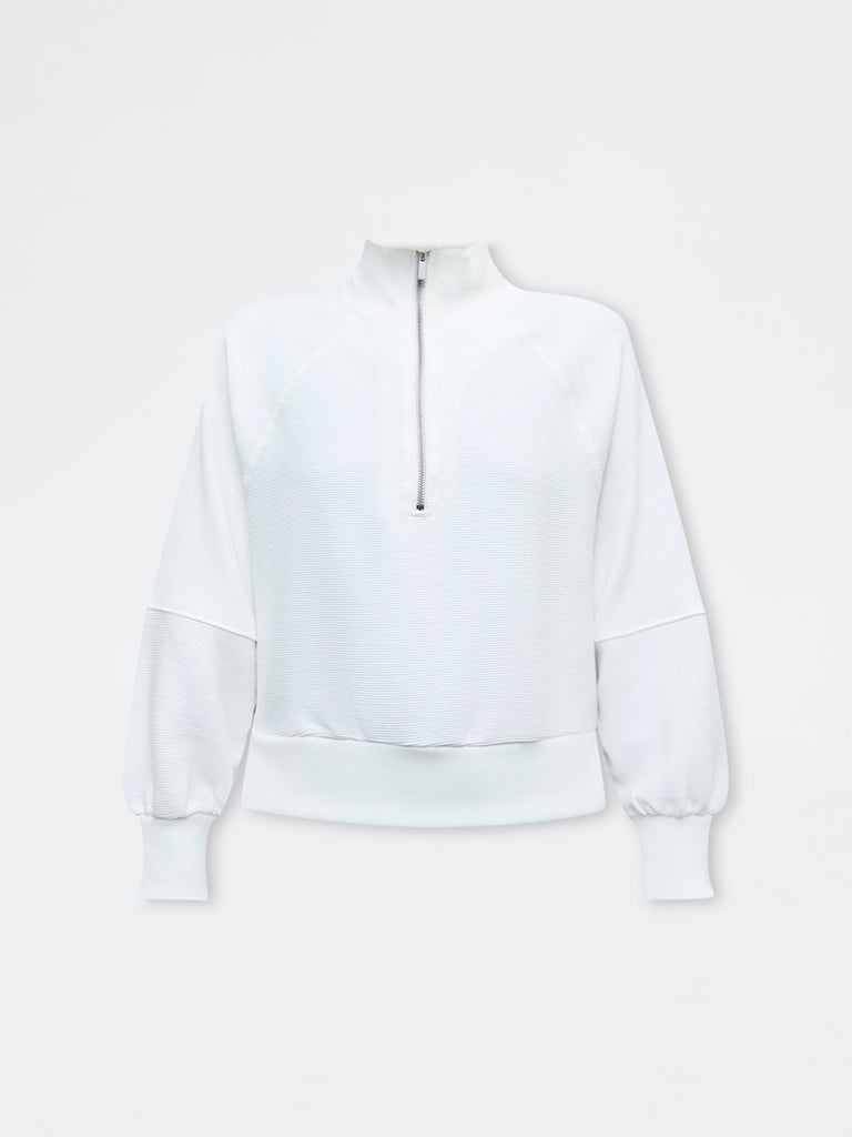 Nuoflexx White Ribbed Quarter-Zip Sweatshirt