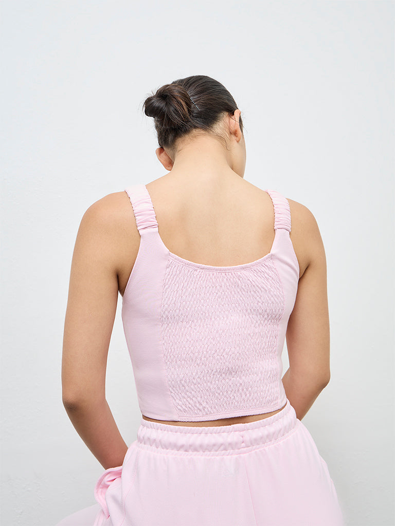 Nuoflexx Pink Cotton-Blend Bustier Top